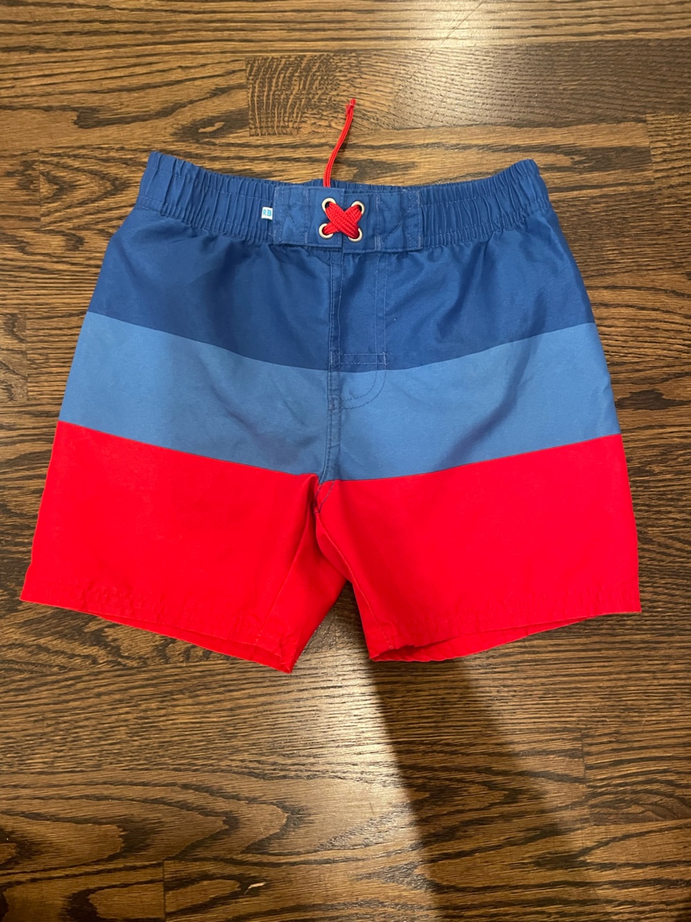 Kids Colorblock Swim Trunks in Red and Blue